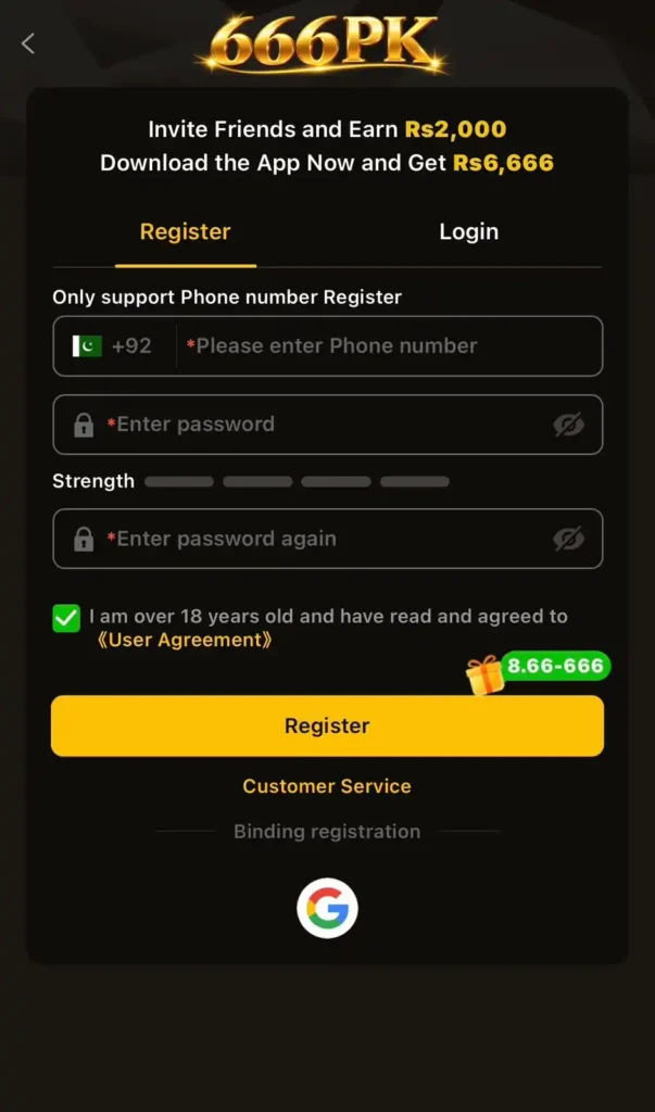 666PK Game log in